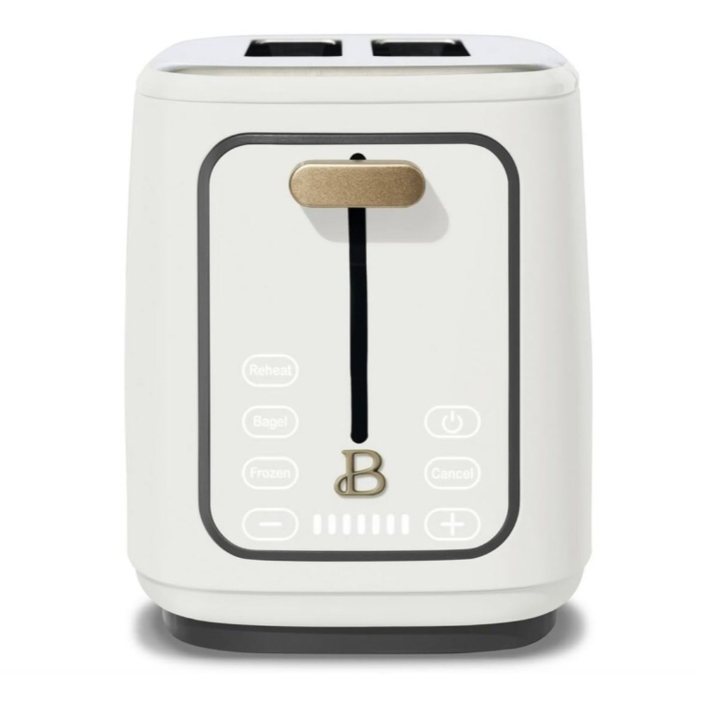 Beautiful 2 Slot Toaster with Touch-Activated Display, White Icing.